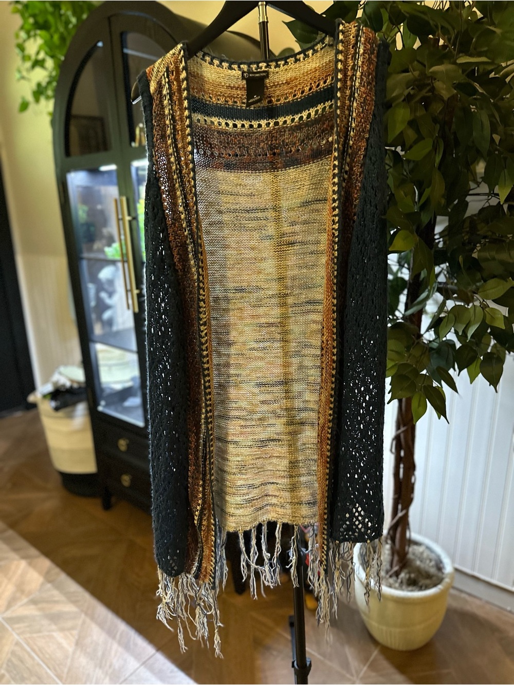 new directions Multicolor Open-Front Fringe Cardigan
